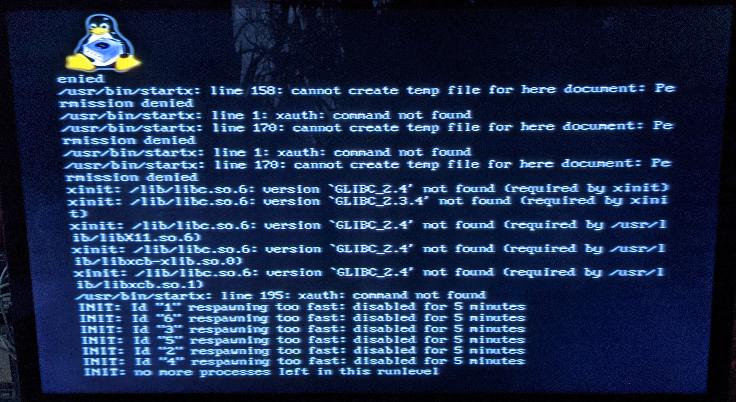 Finally, I booted the Debian image I prepared nearly 12 years ago, and this is what appeared on the screen