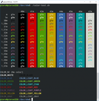 color-test.sh on PuTTY