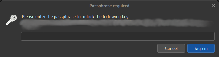 Thunderbird's prompt for the key passphrase
